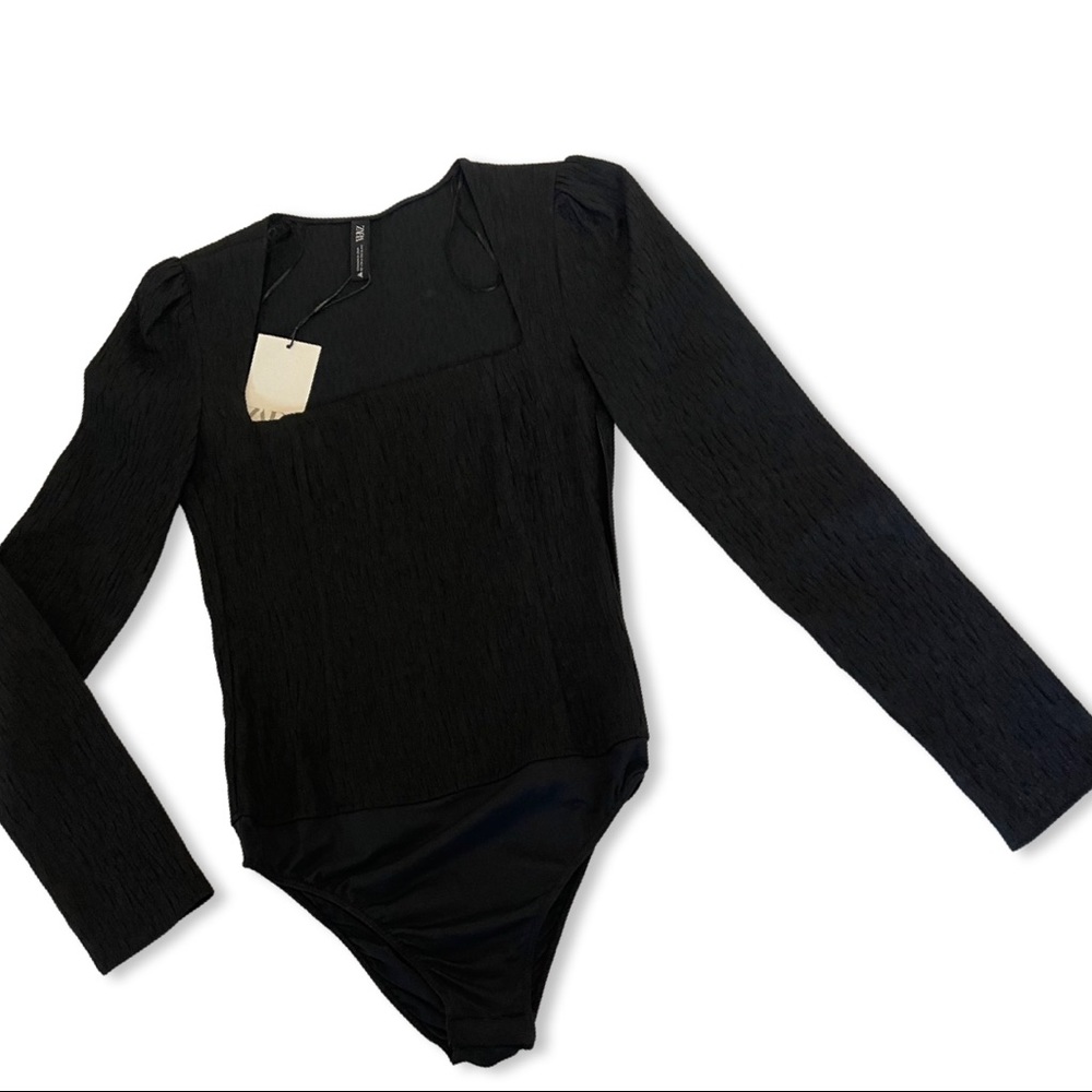 ZARA Textured Bodysuit Square Neck